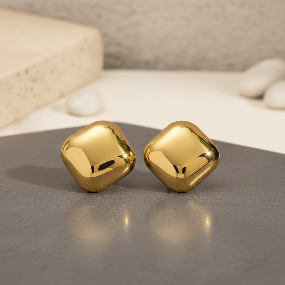 Golden Glow Square Studs