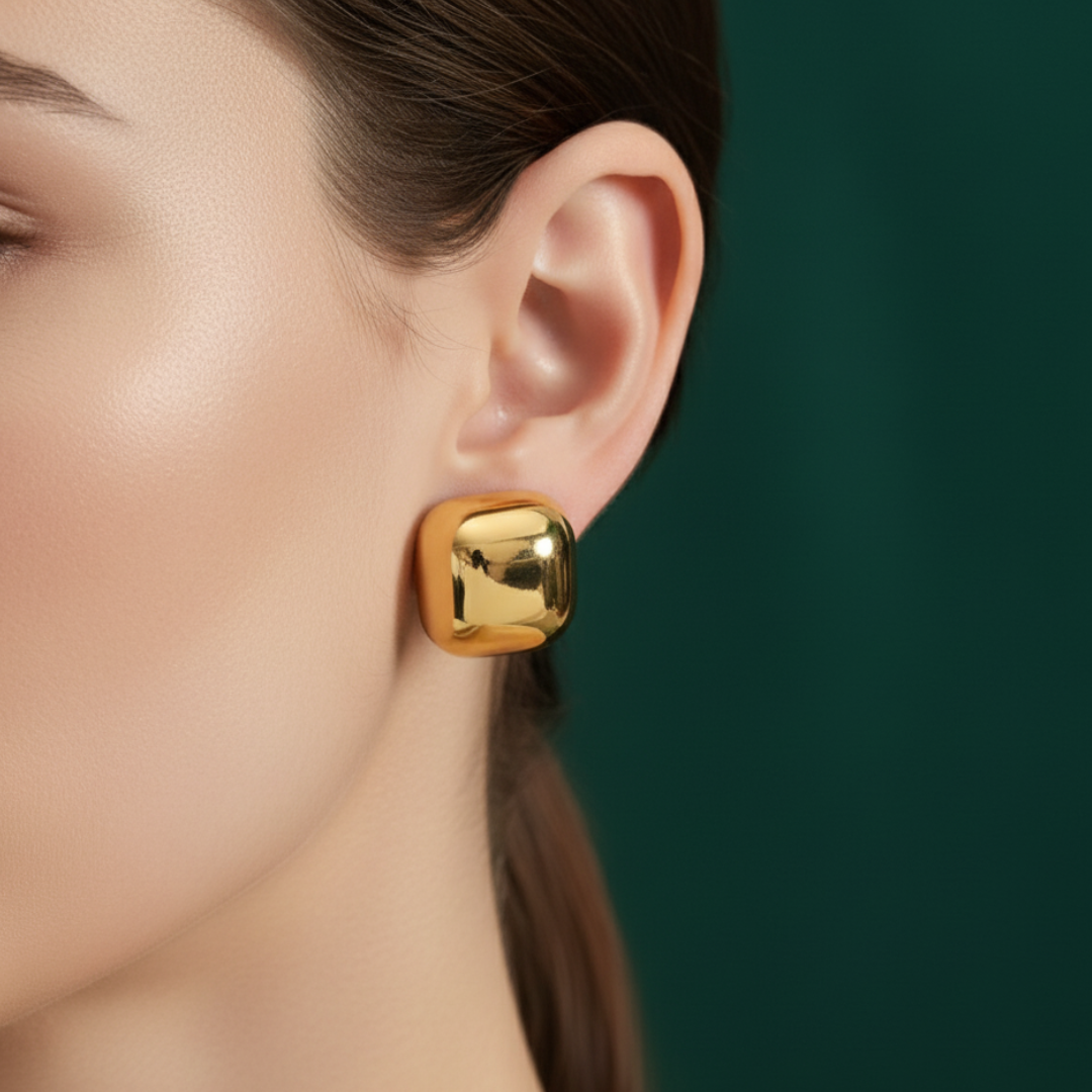 Golden Glow Square Studs