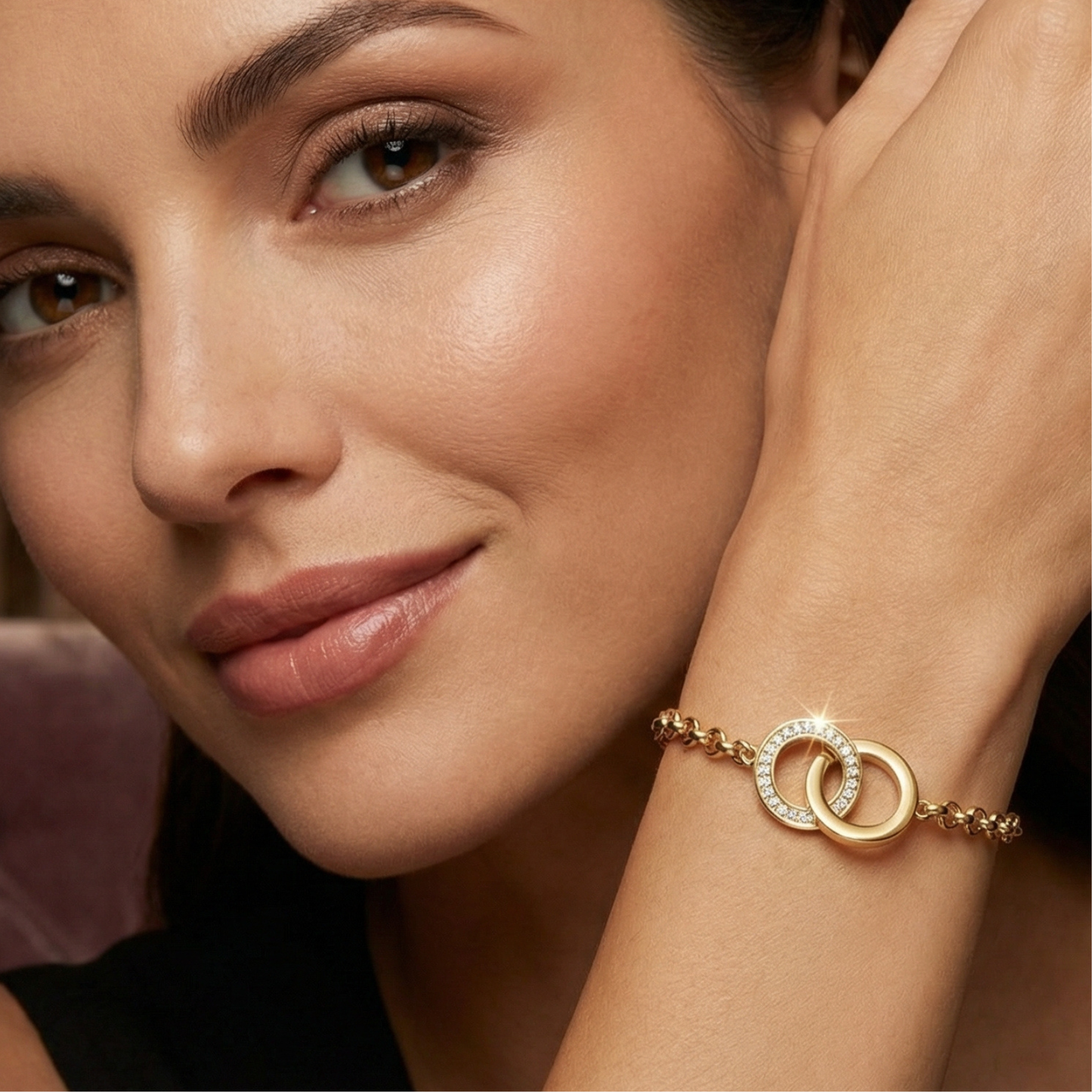 Golden Double Ring Bracelet (Free Size)