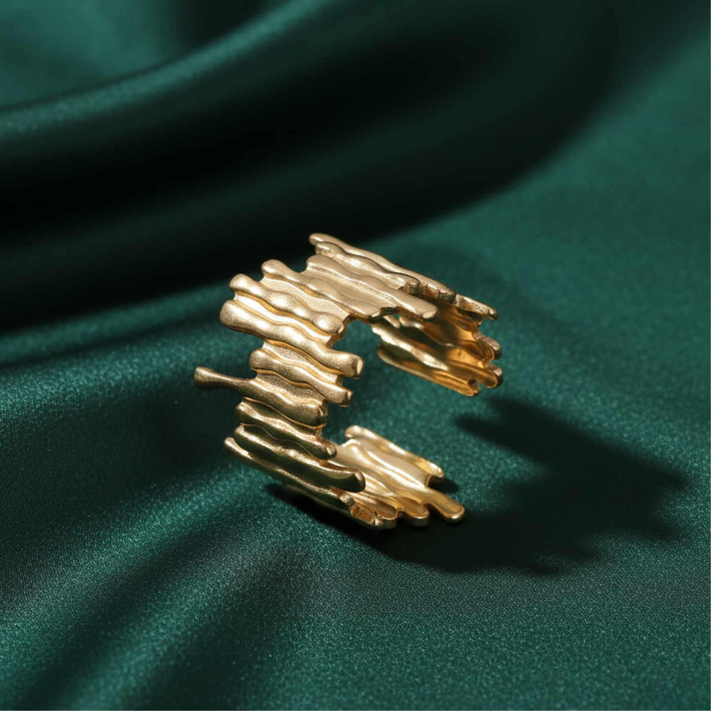 Golden Textured Band Ring