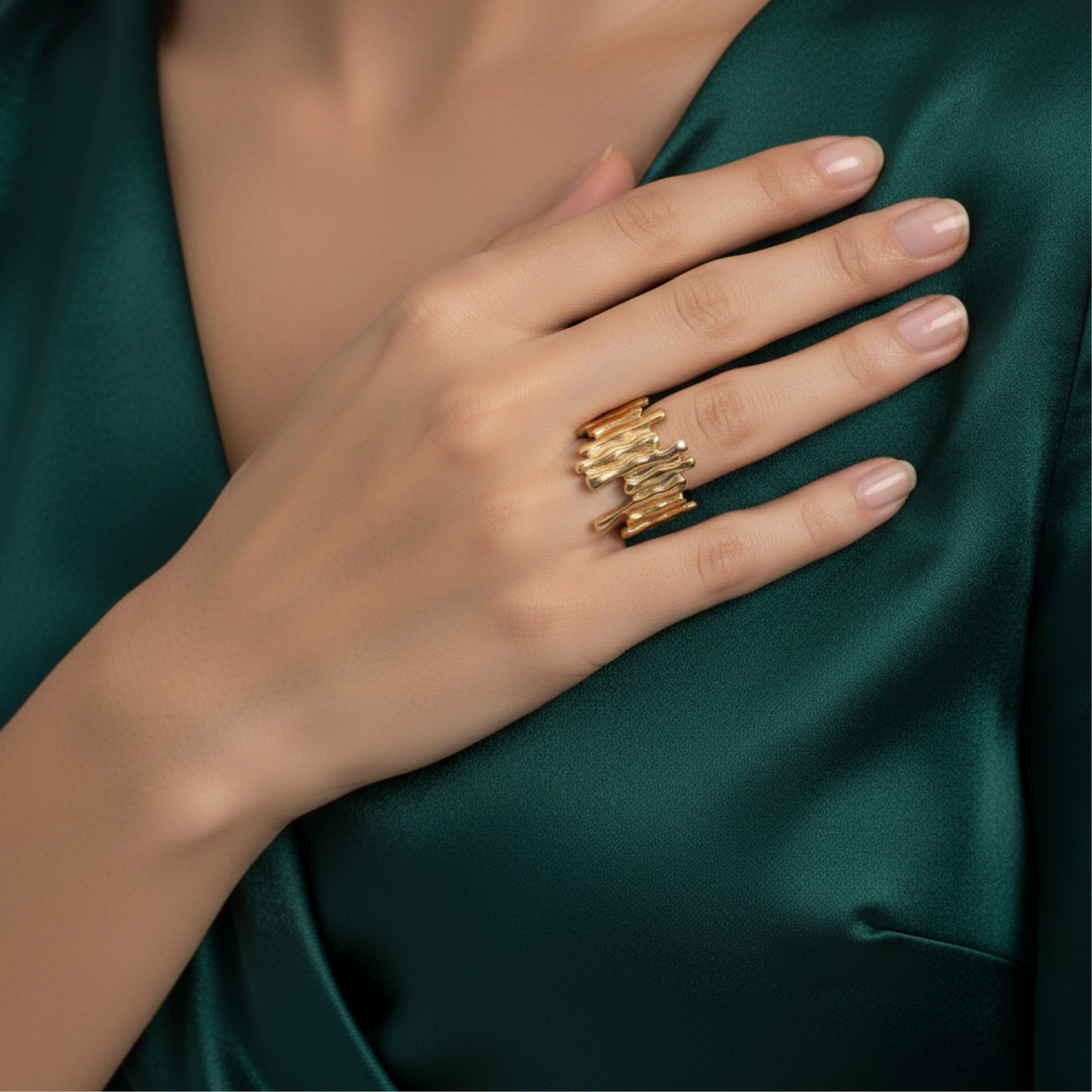 Golden Textured Band Ring