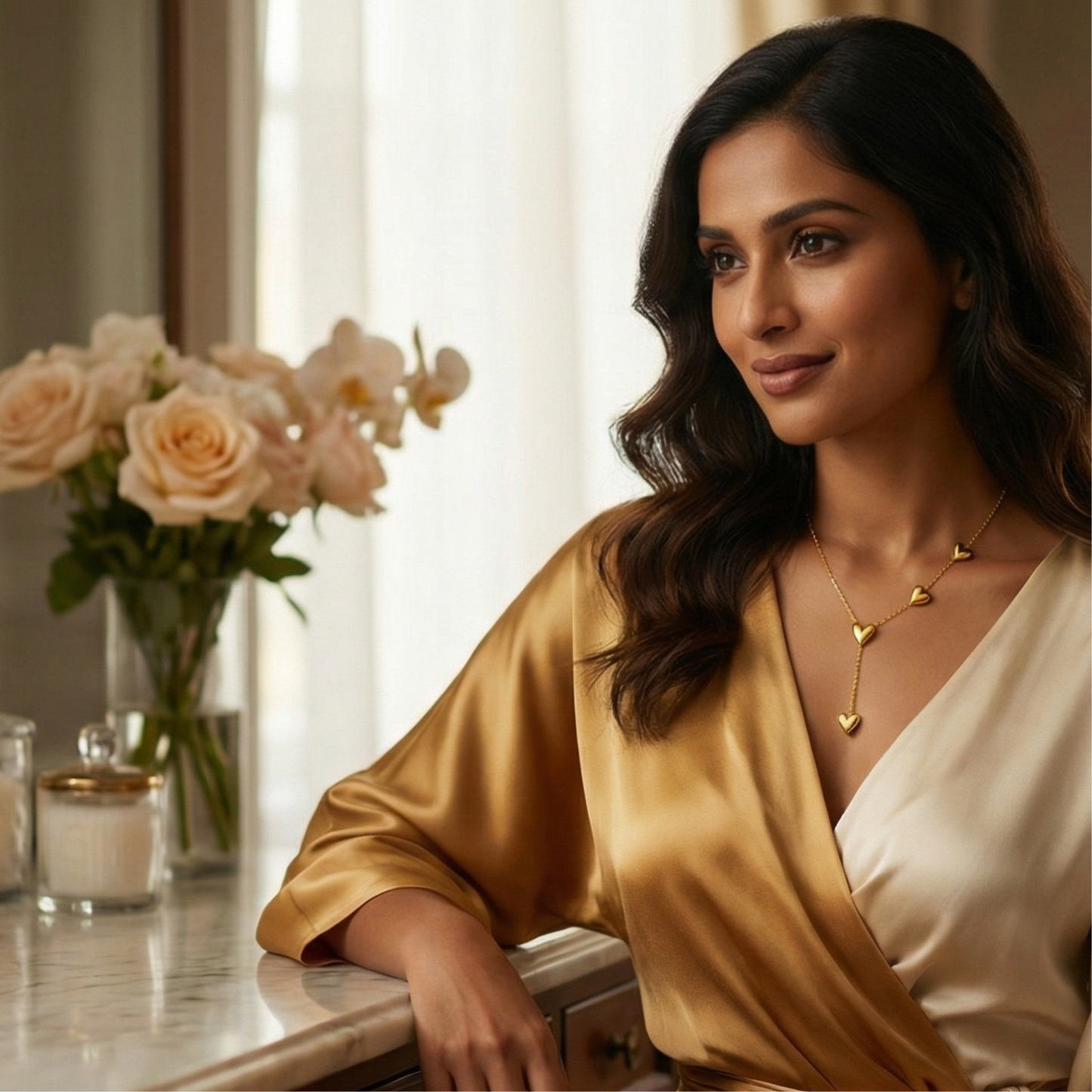 Golden Heart Glow Necklace