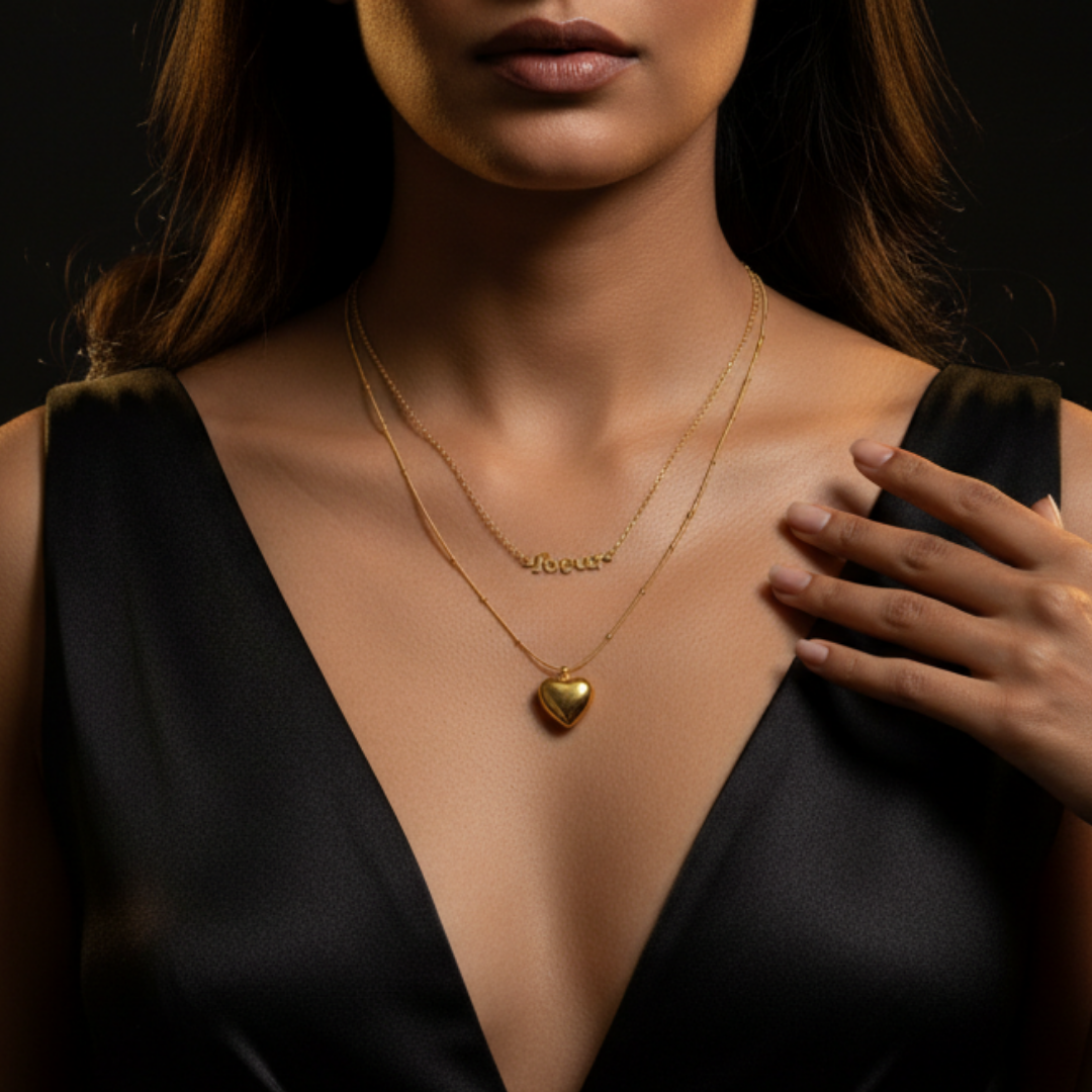 Golden Heart Chain Necklace