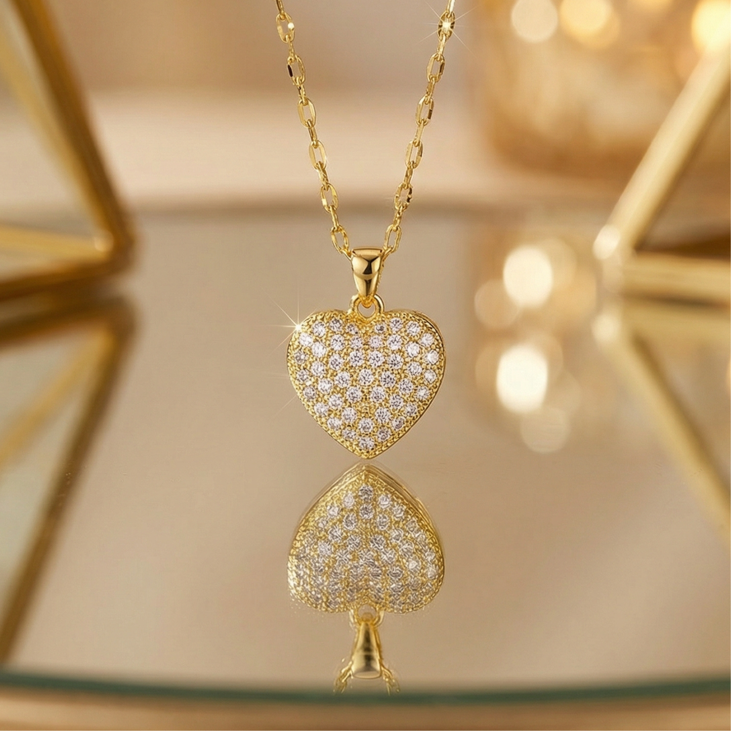 Golden Pearl Heart Locket