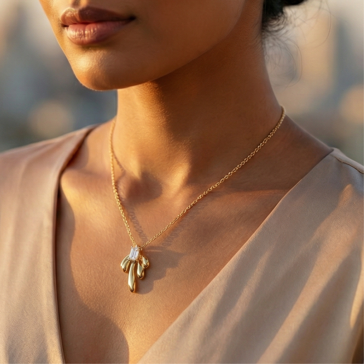 Golden Butterfly Knot Pendant