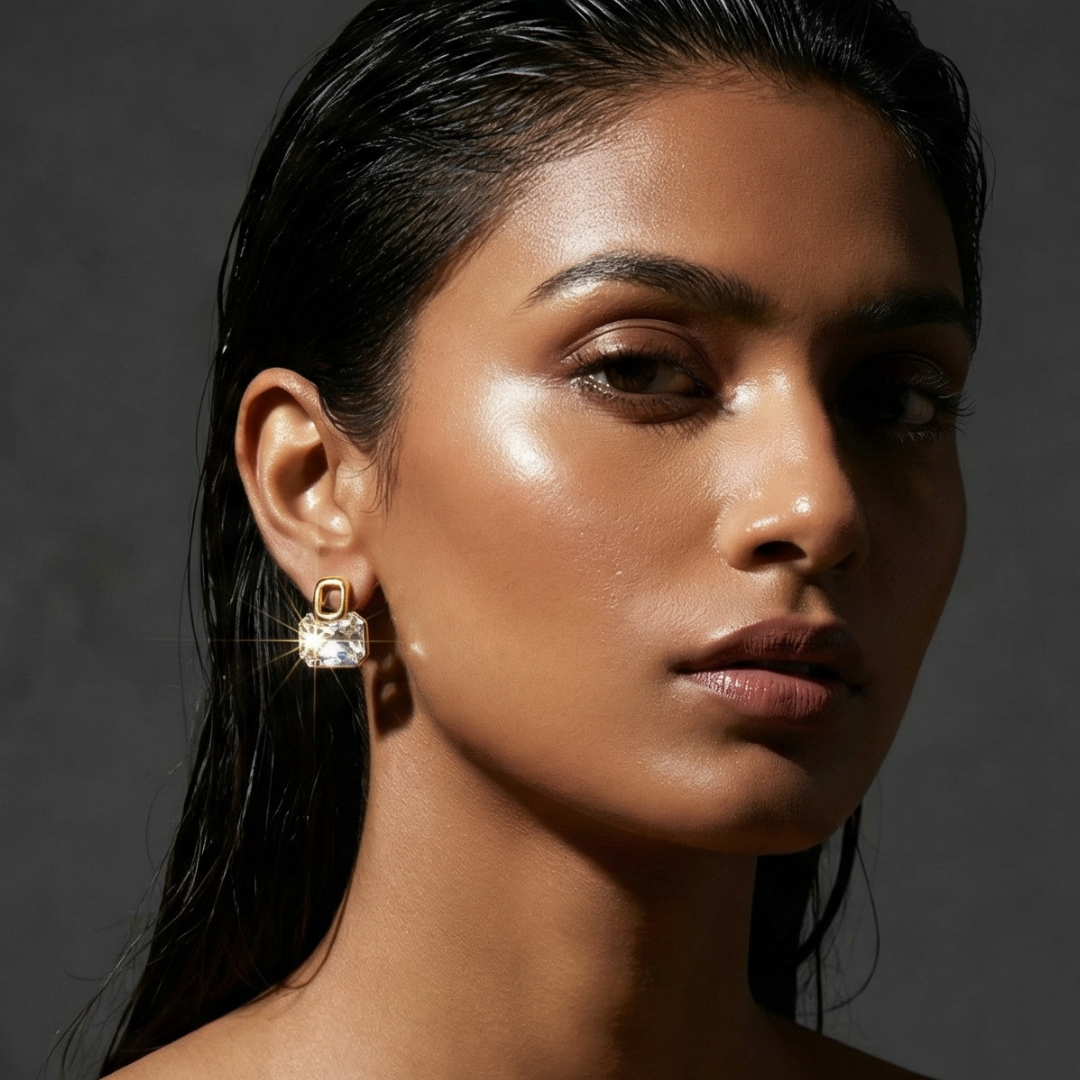 Golden Crystal Luxe Earring
