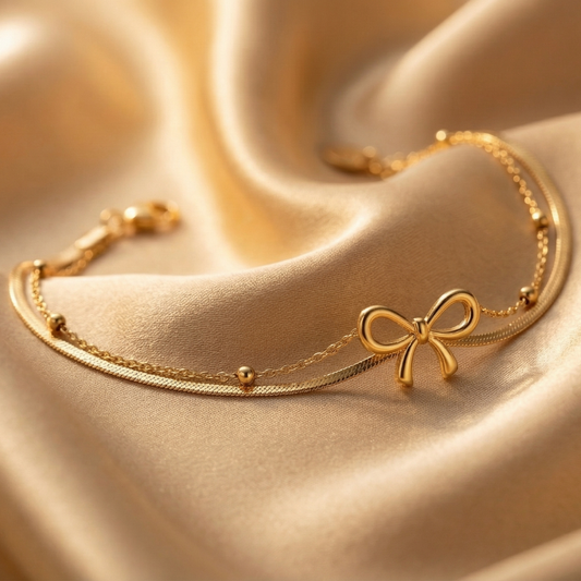 Golden Bow Charm Anklet