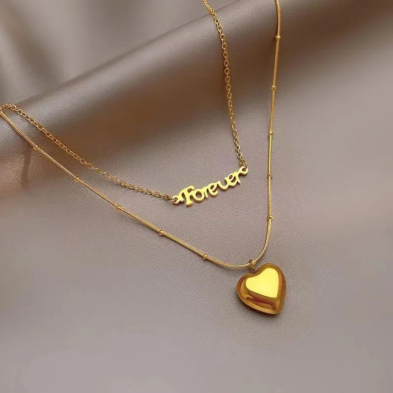 Golden Heart Chain Necklace