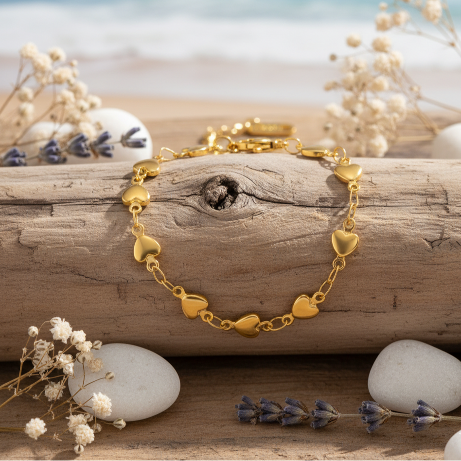 Golden Heart Link Bracelet