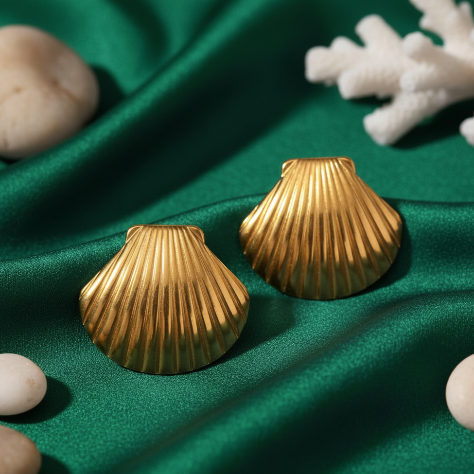 Golden Shell Beach Earrings