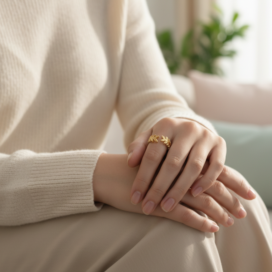 Golden Leaf Accent Ring