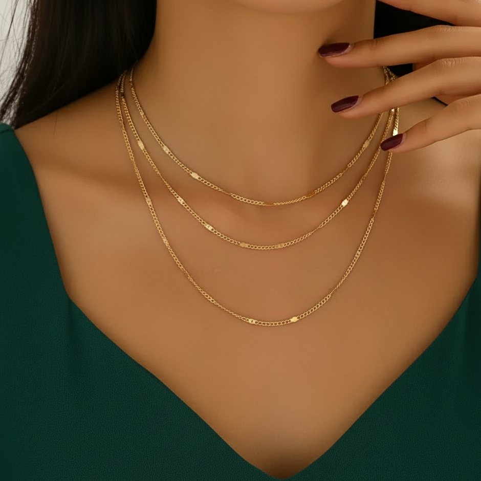 Layered Geometric Gold Necklace