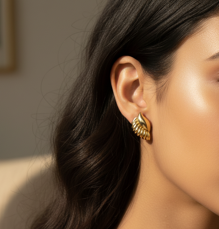 18K Gold Conch Studs