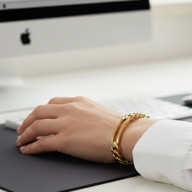 Golden Link Hollow Bangle