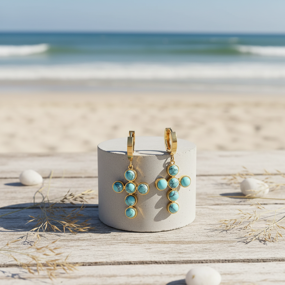 Vintage Cross Turquoise Set