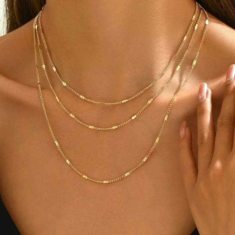 Layered Geometric Gold Necklace