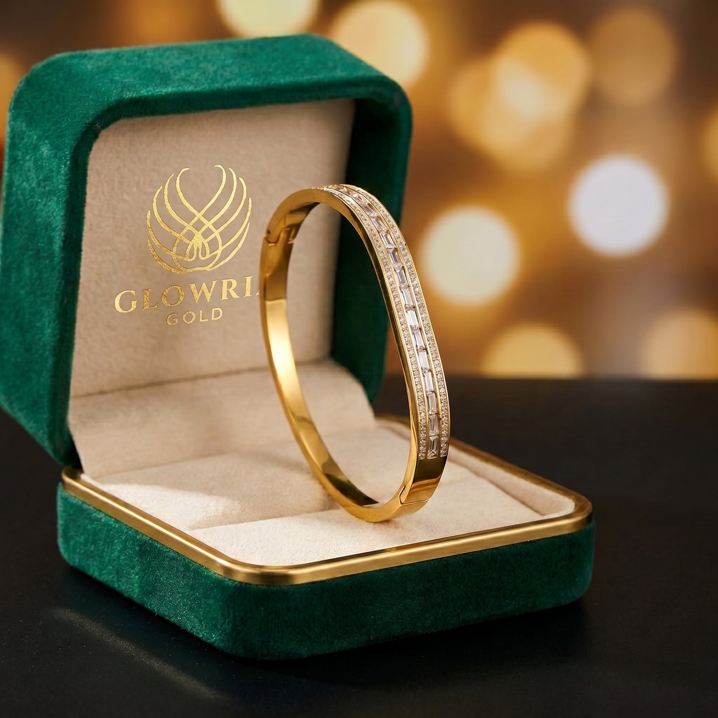 Luxe Diamond Line Bangle (Free Size)