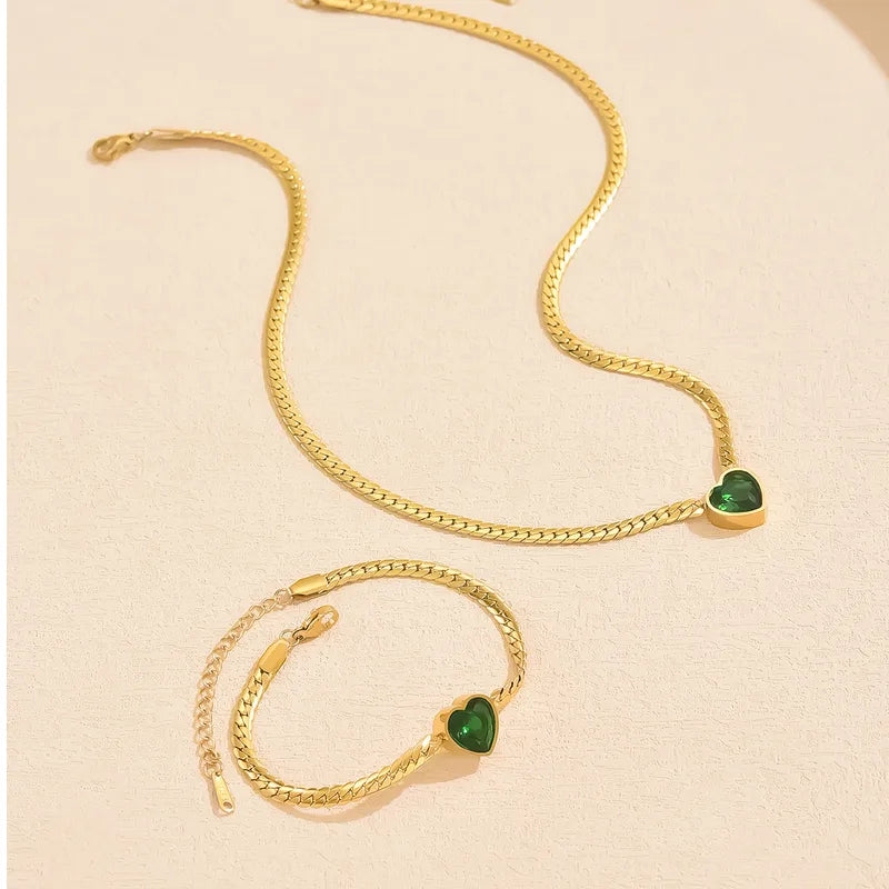 Golden Heart Necklace & Bracelet