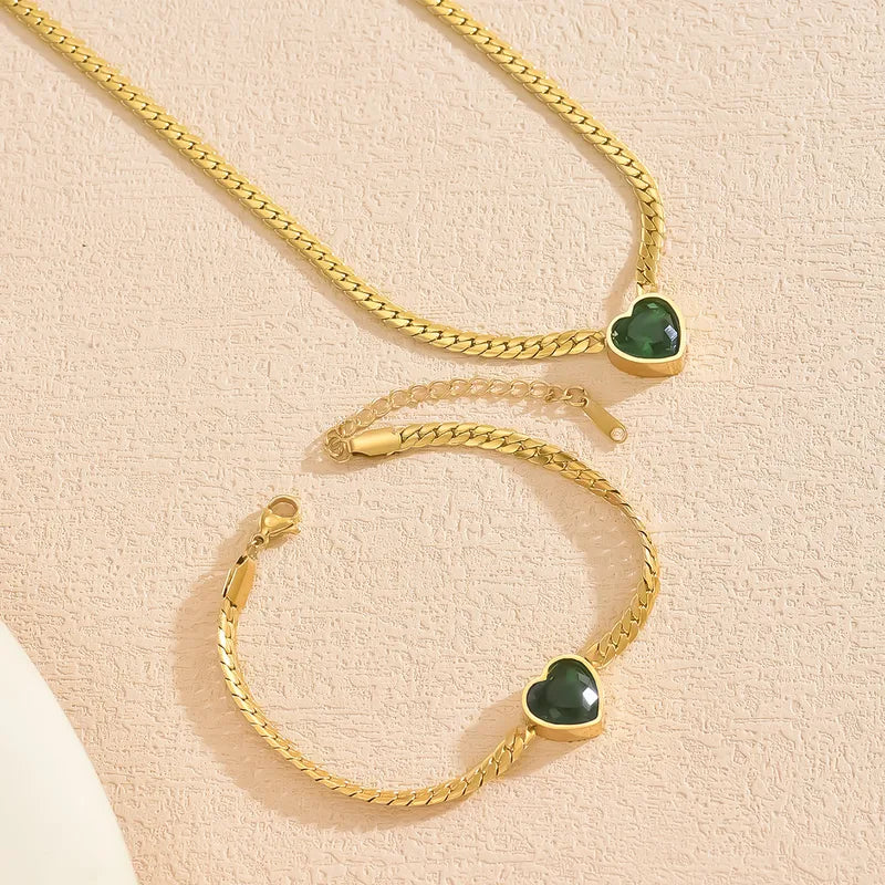 Golden Heart Necklace & Bracelet