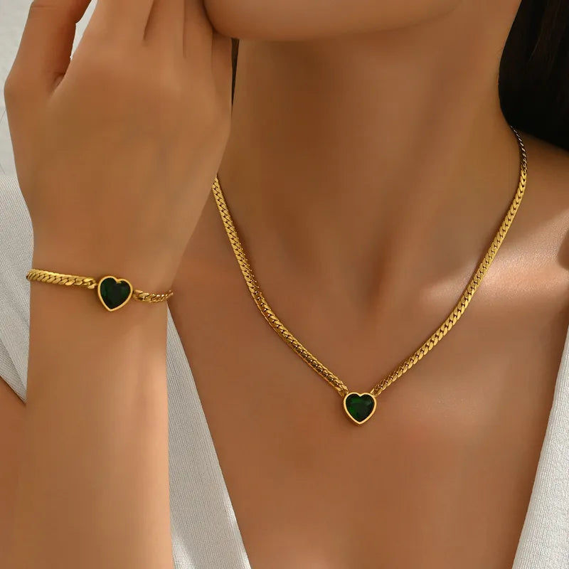 Golden Heart Necklace & Bracelet