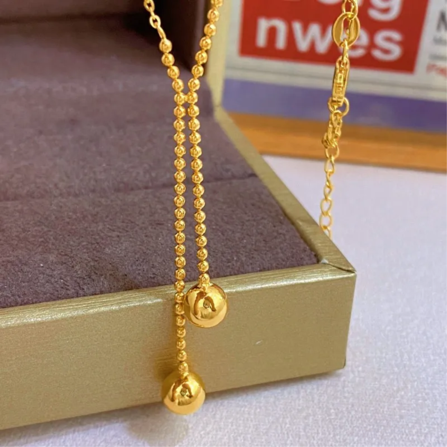 Gleaming Gold Dot Necklace