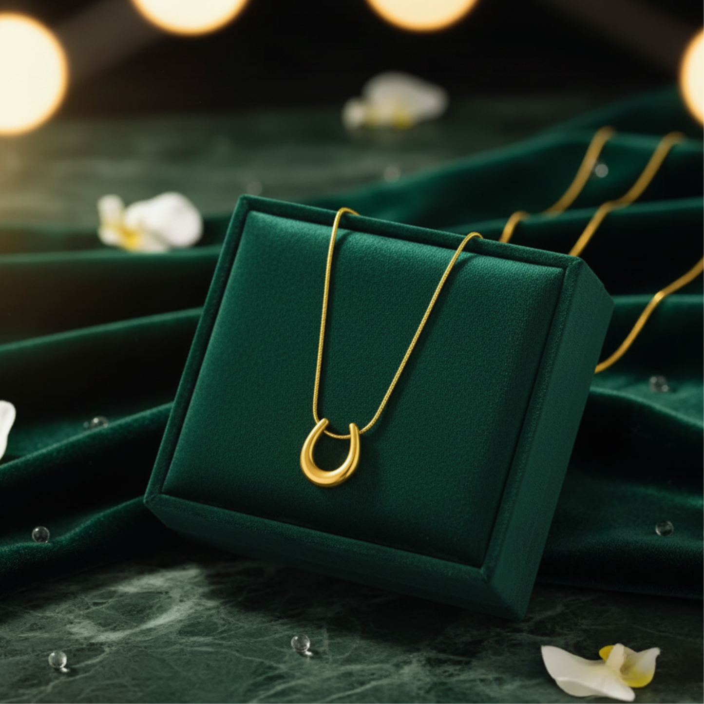 Golden U Shape Pendant Necklace