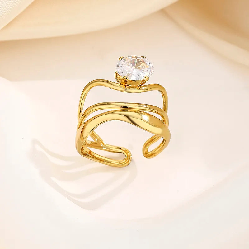 Golden Luxe Starlight Ring (Free Size)
