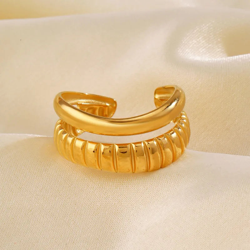 Textured Gold Wave Ring