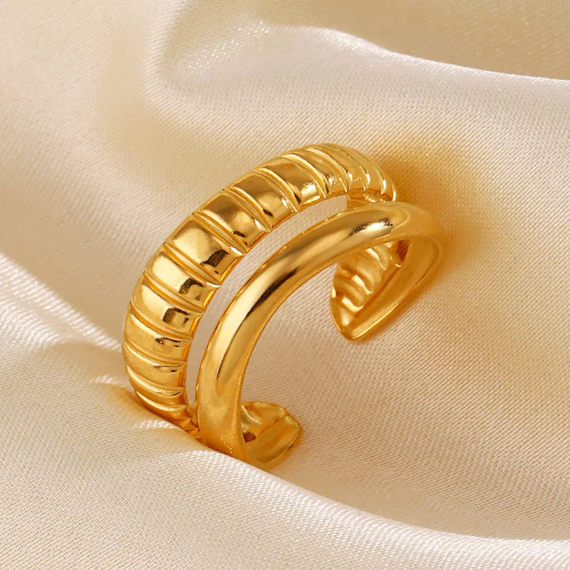 Textured Gold Wave Ring
