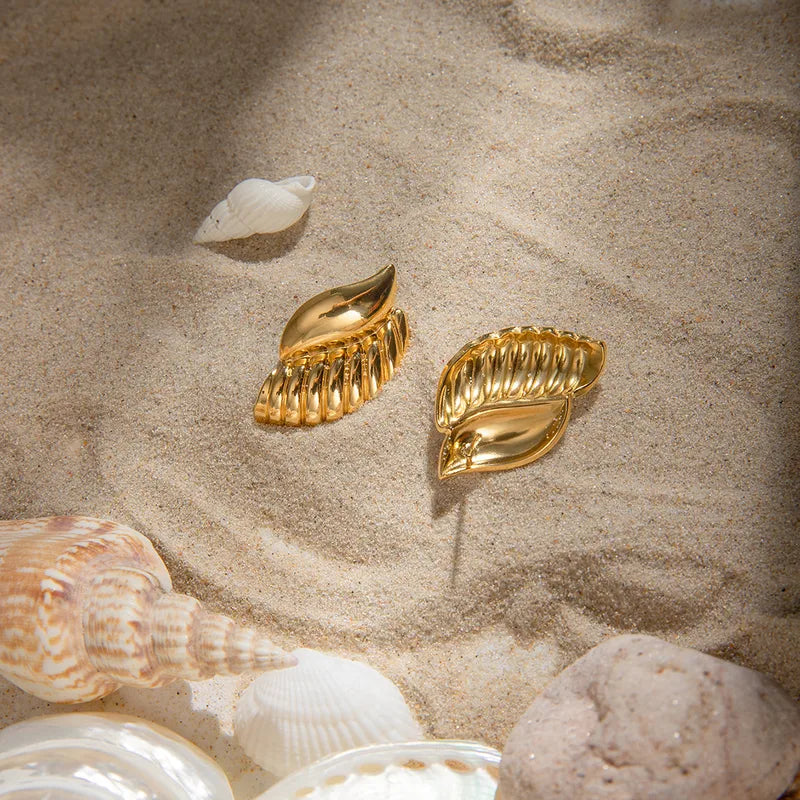 18K Gold Conch Studs