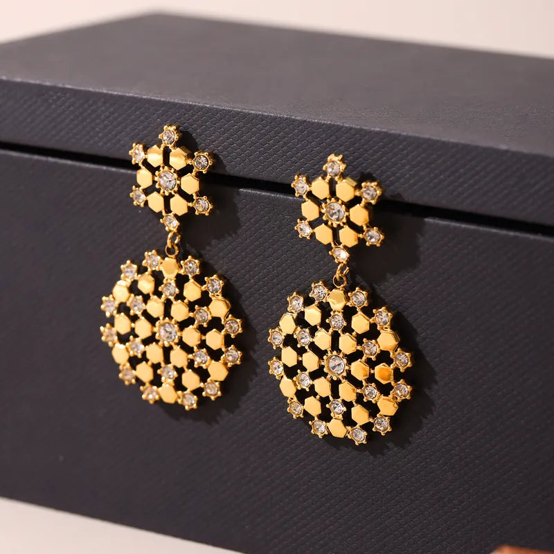 Golden Snowflake Drop Earrings