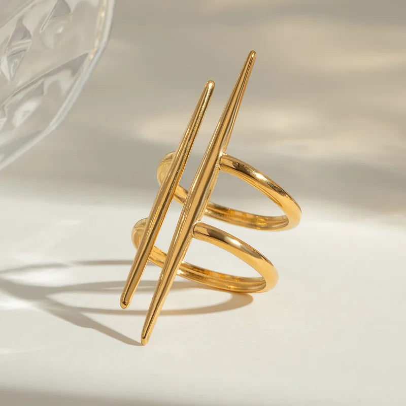 Dual-Line Gold Open Ring