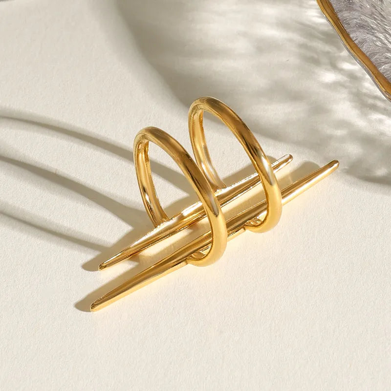Dual-Line Gold Open Ring