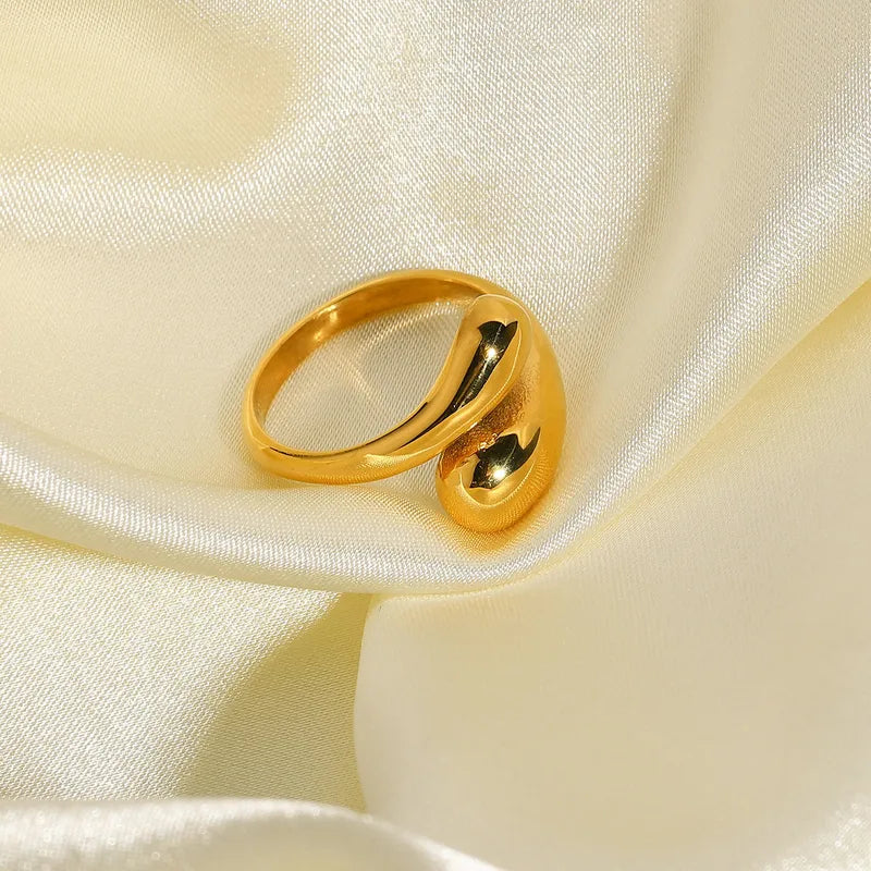 Golden Teardrop Open Ring