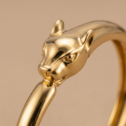 Golden Jaguar Head Bangle (Free Size)