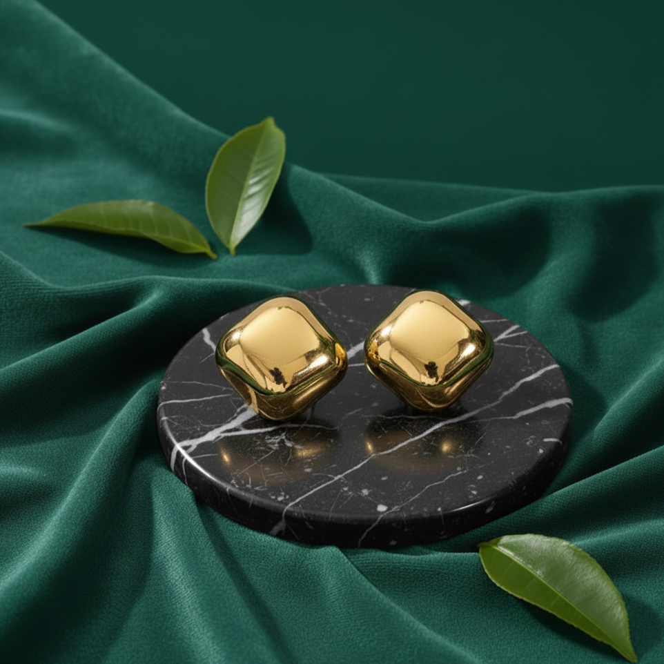 Golden Glow Square Studs