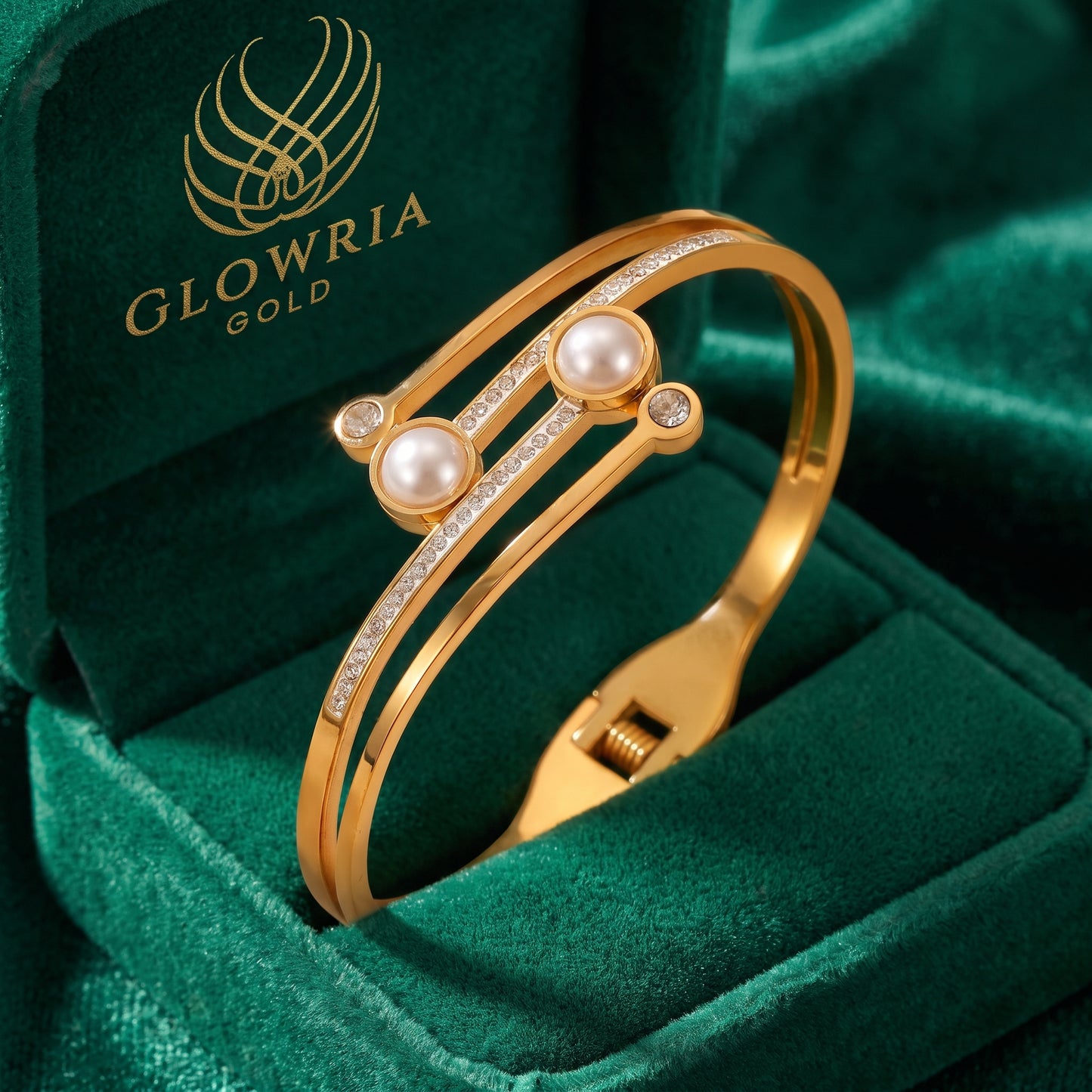 Golden Pearl Grace Bangle (Free Size)