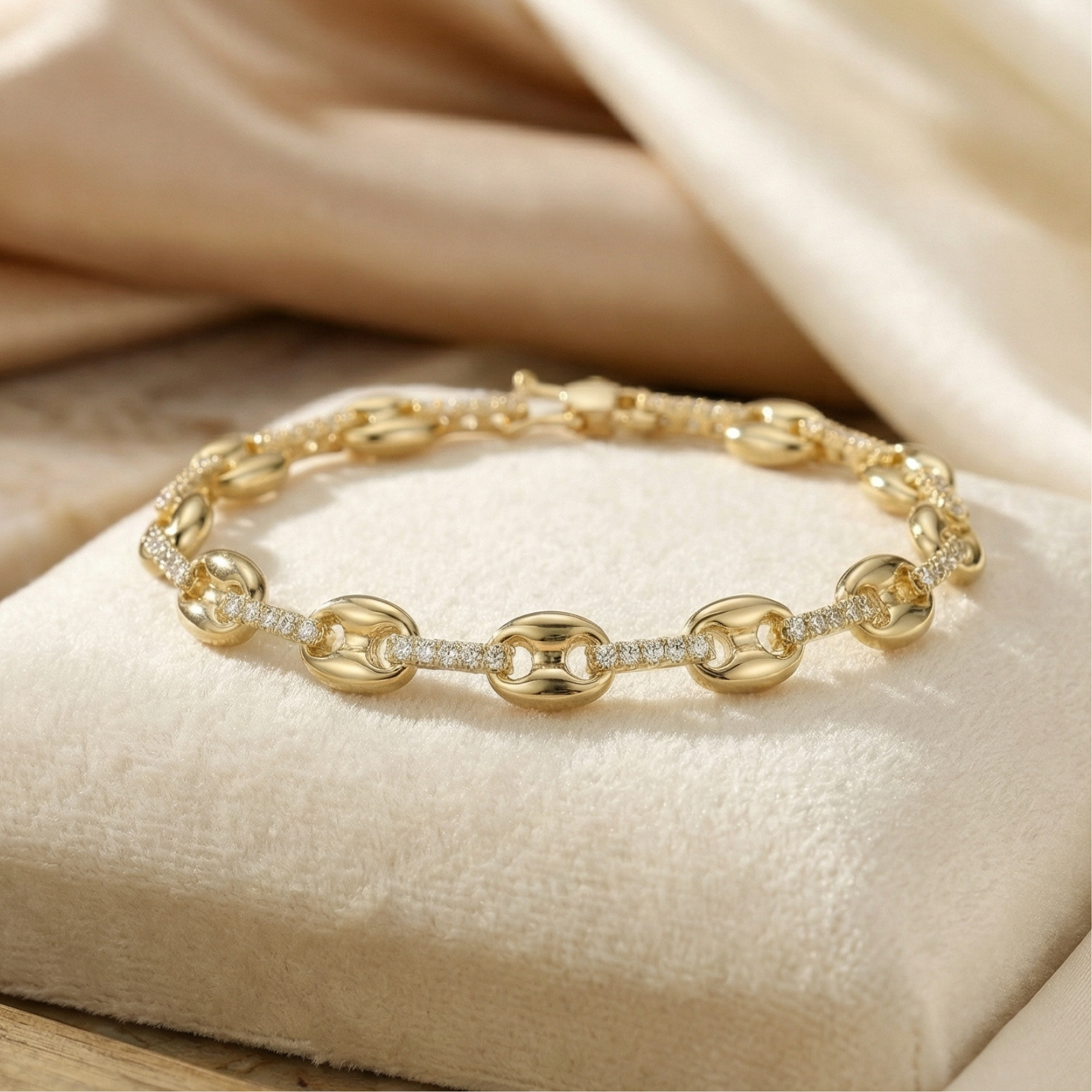 Golden Charm Link Bracelet (Free Size)