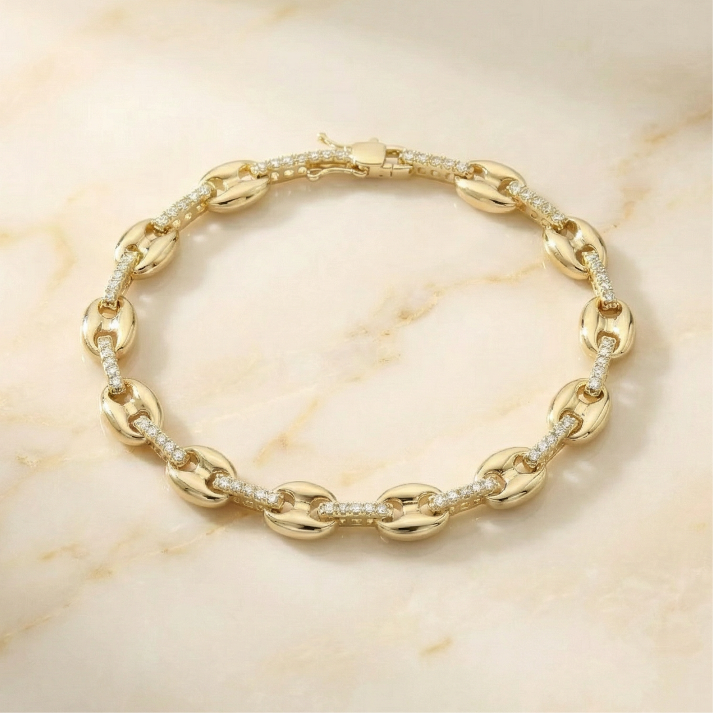 Golden Charm Link Bracelet (Free Size)