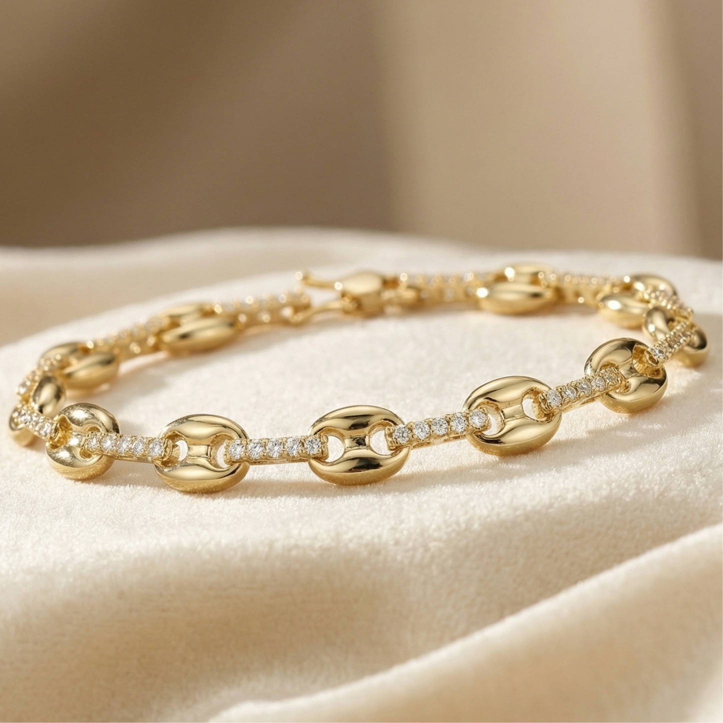 Golden Charm Link Bracelet (Free Size)