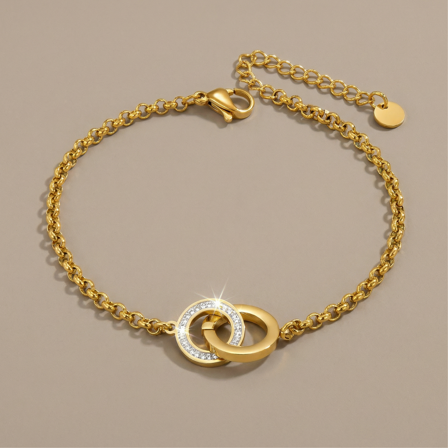 Golden Double Ring Bracelet (Free Size)