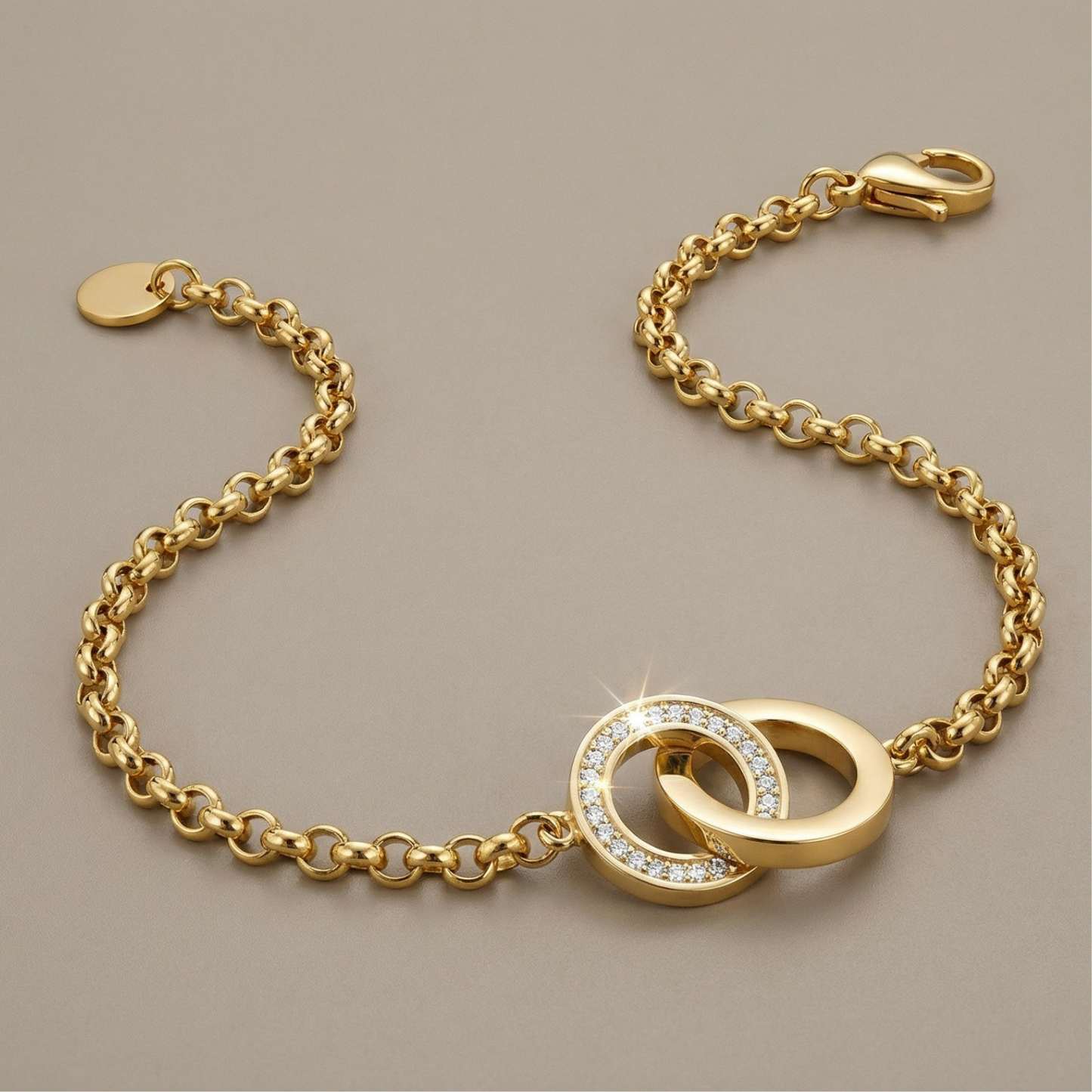 Golden Double Ring Bracelet (Free Size)