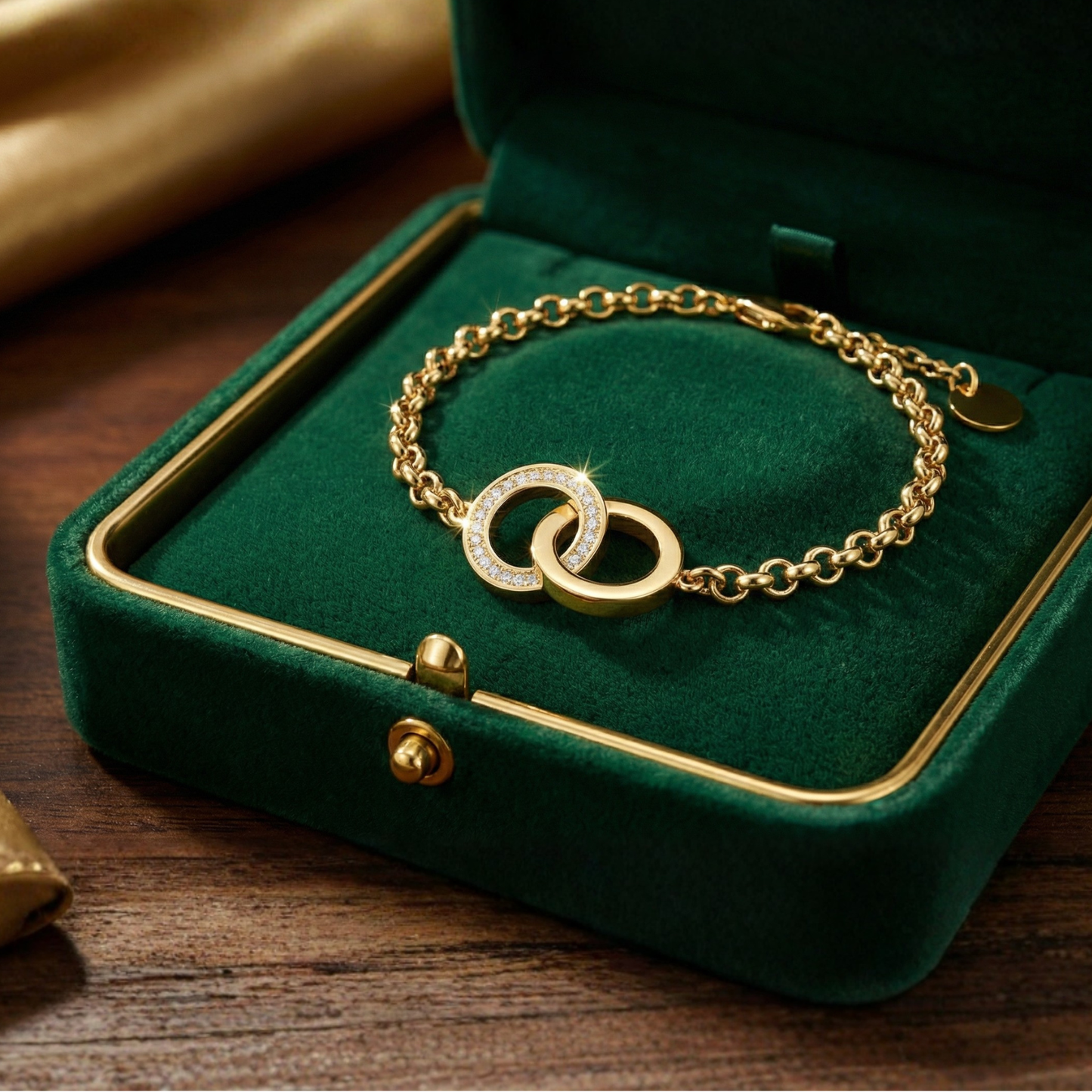 Golden Double Ring Bracelet (Free Size)