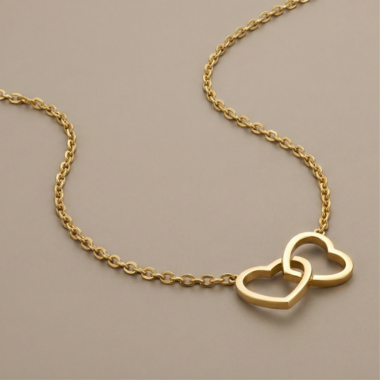 Golden Twin Heart Necklace