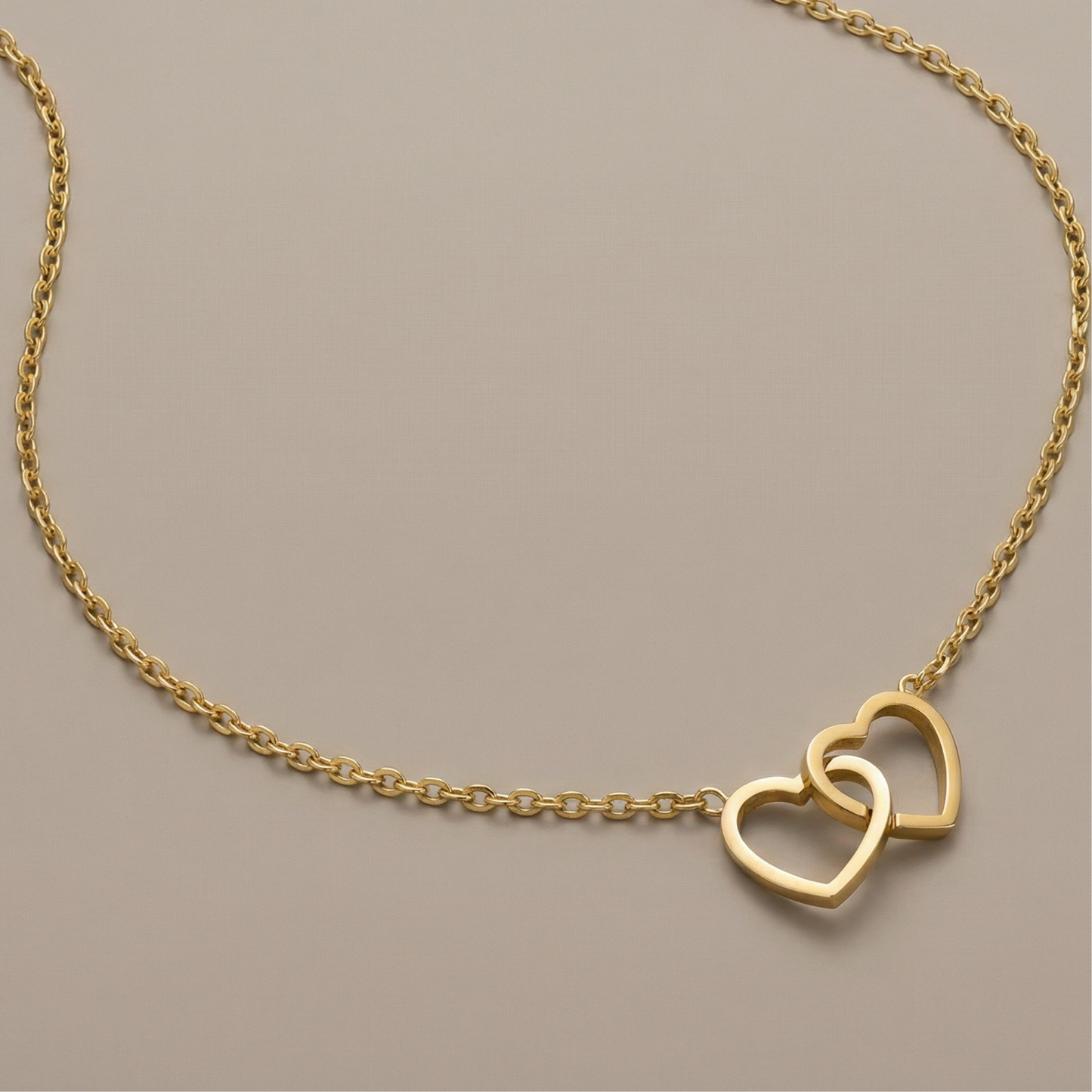 Golden Twin Heart Necklace