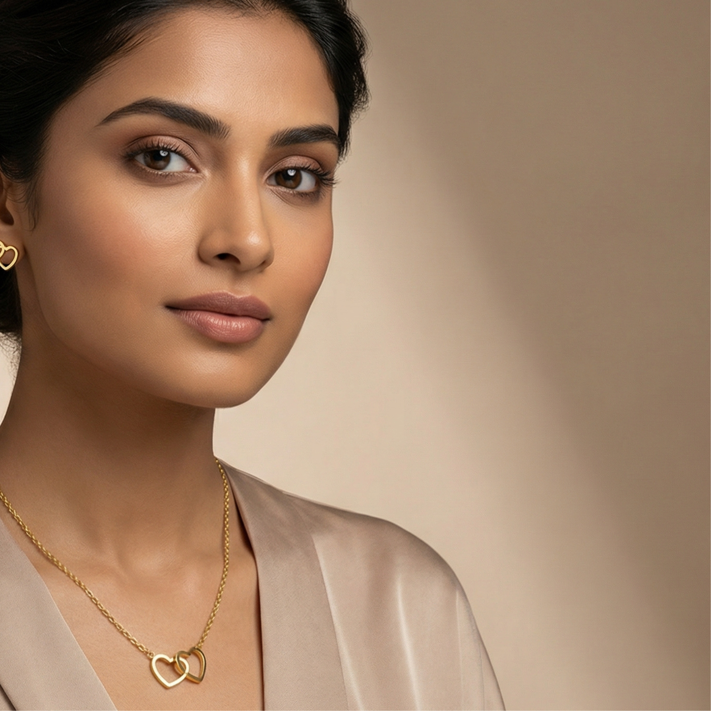 Golden Twin Heart Necklace