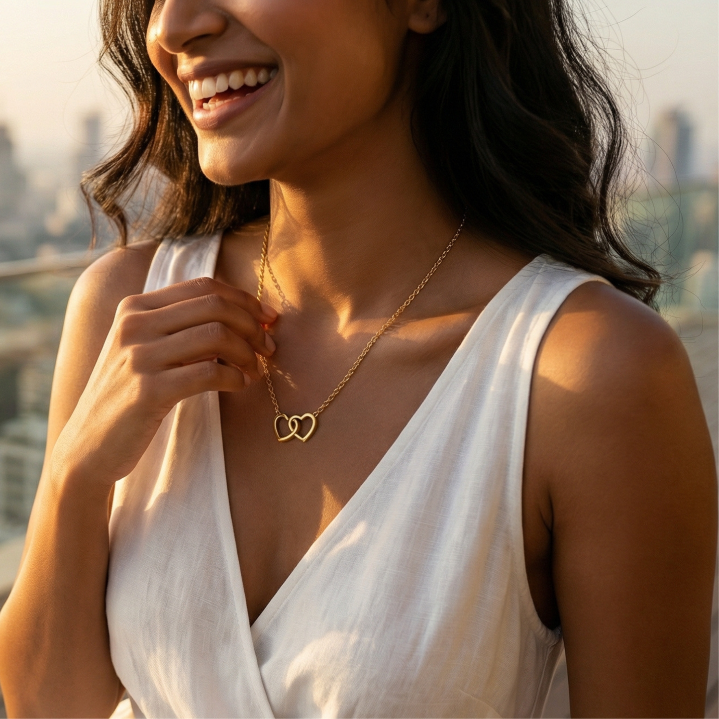 Golden Twin Heart Necklace