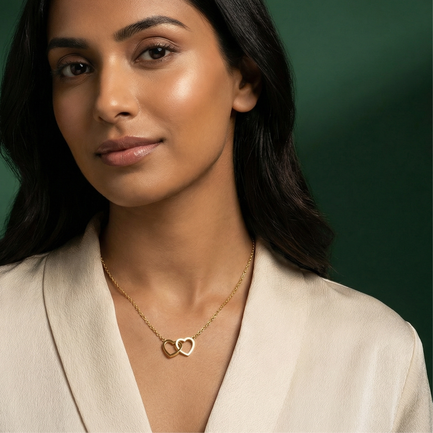 Golden Twin Heart Necklace