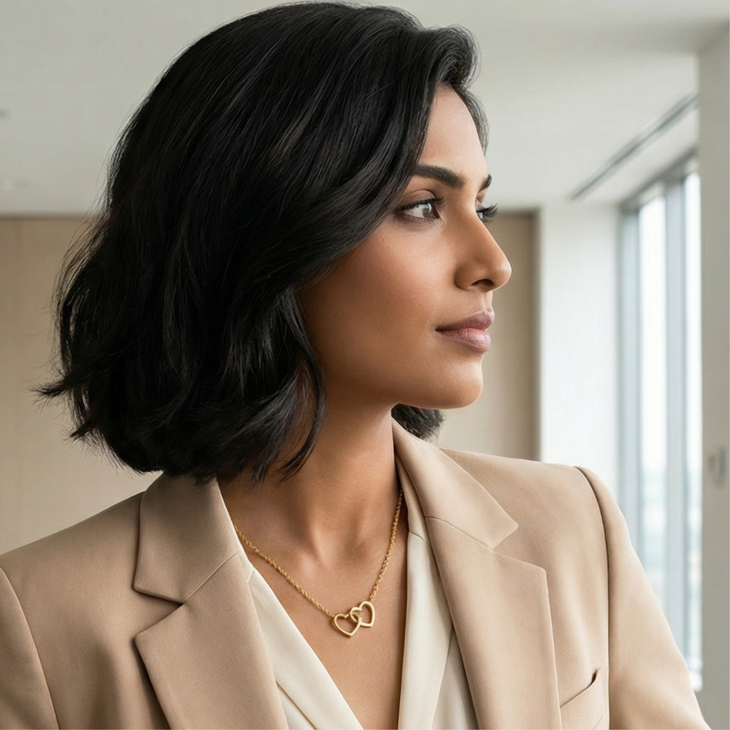 Golden Twin Heart Necklace