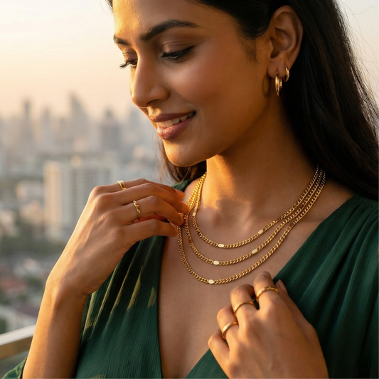 Layered Geometric Gold Necklace